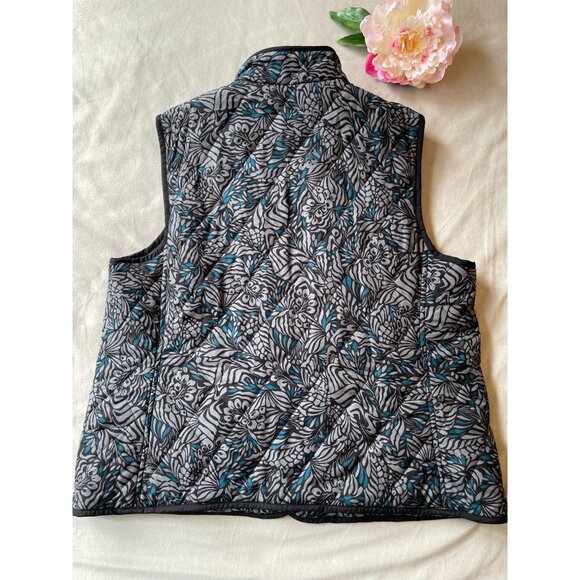 Croft & Barrow Womens Quilted Vest L Blue & Gray Floral Pattern - Picture 2 of 8